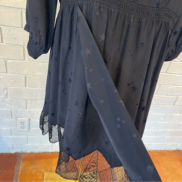 Zadig & Voltaire 100% Silk Riche Jac Deluxe Black Star Pattern Dress Womens M - Picture 8 of 16